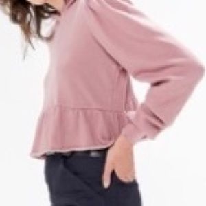 Pink peplum cropped hoodie